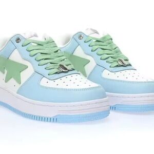 Bape Kids Pastel Blue & Mint Green Star Low-Top Sneakers